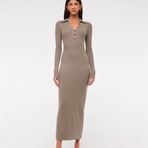 Abercrombie & Fitch Long Sleeve Taupe Dress
